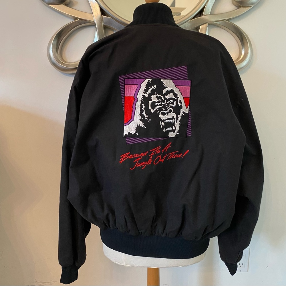 Vintage Crown of California Gorilla Nutz Bomber Jacket USA Car Club Black Large